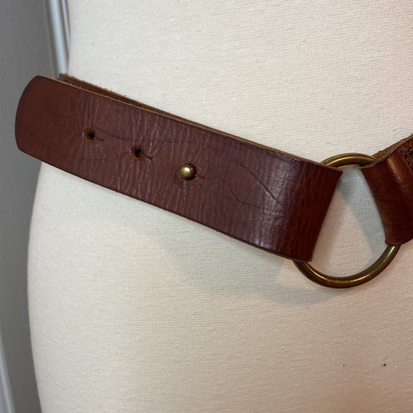 Old Navy Brown Leather Turquoise Studded Belt in EUC - Picture 2 of 8